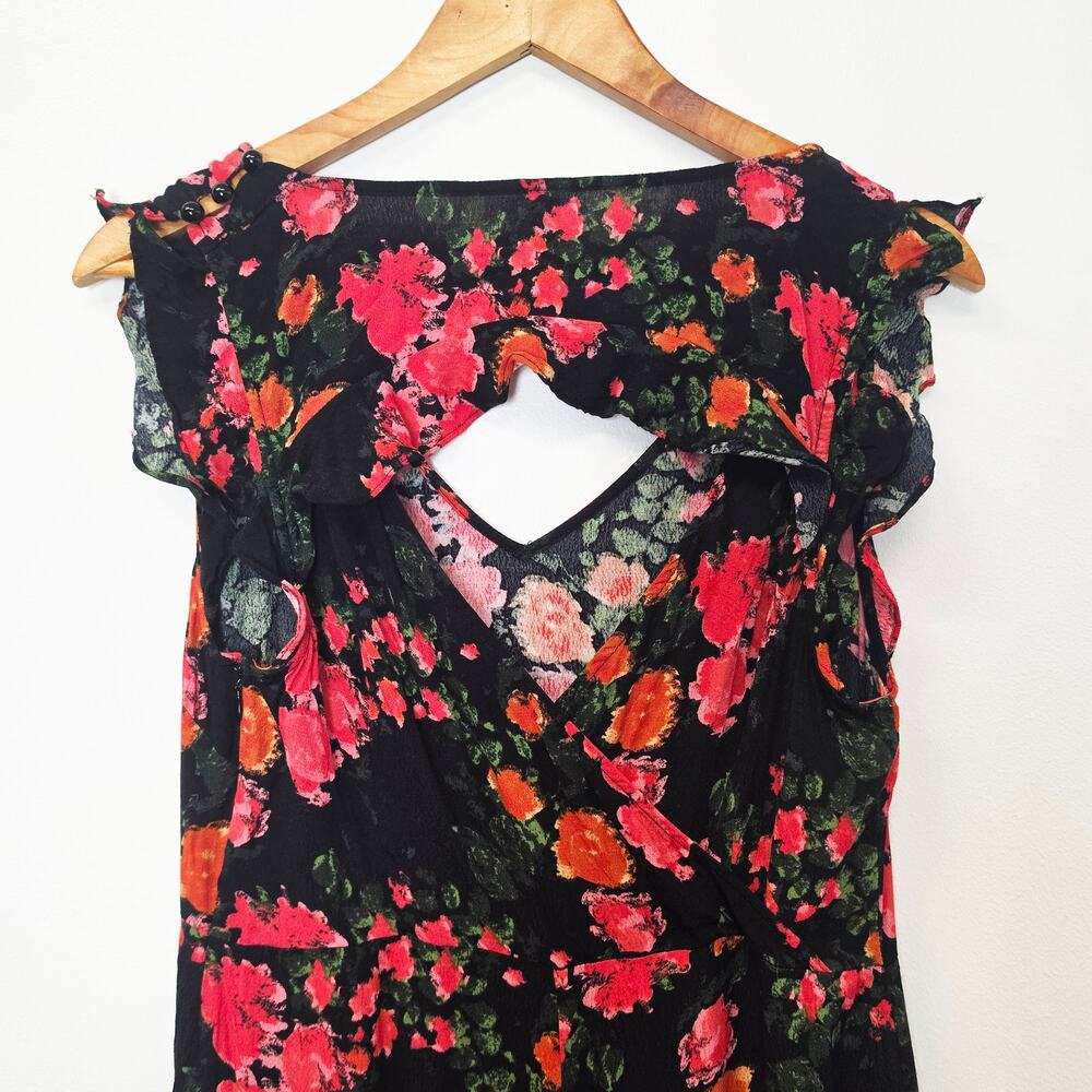 Anthropologie Tracy Reese Laurete Black Floral Jumpsuit Medium Boho Cottagecore - Picture 5 of 10